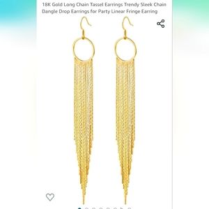 Gold Long Chain Tassel Earrings Trendy Sleek Chain Dangle Drop Earrings Parties